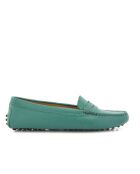 Mocassins en cuir grainé Michèle verts