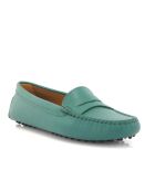 Mocassins en cuir grainé Michèle verts