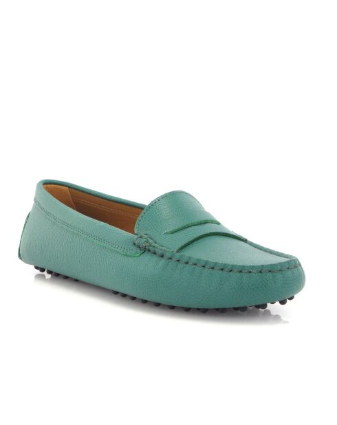 Mocassins en cuir grainé Michèle verts