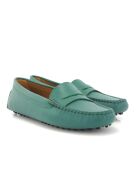 Mocassins en cuir grainé Michèle verts