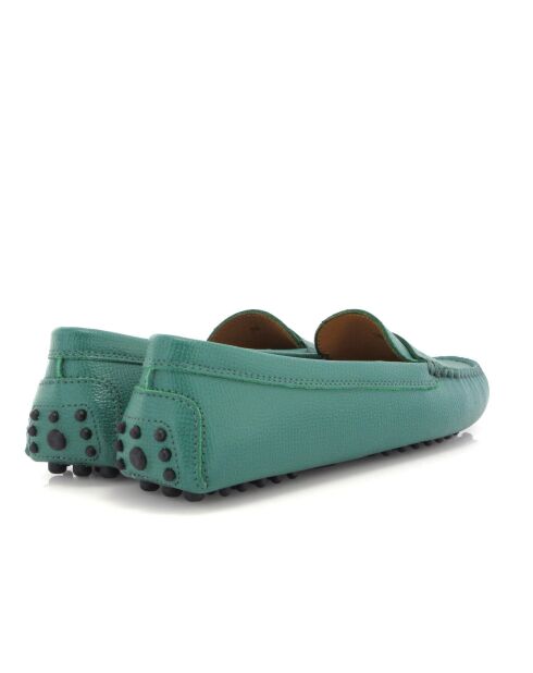 Mocassins en cuir grainé Michèle verts