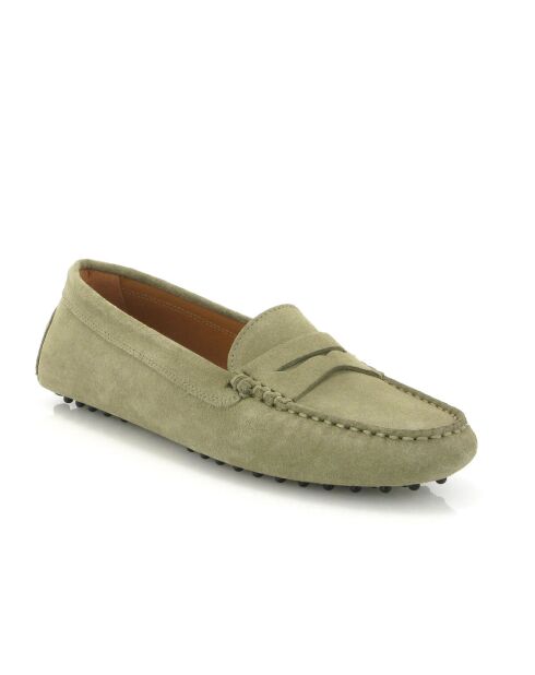 Mocassini Michèle in suede verde oliva