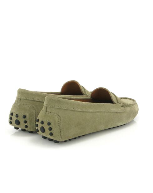 Mocassini Michèle in suede verde oliva