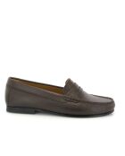 Donkerbruine Yoki loafers van generfd leer