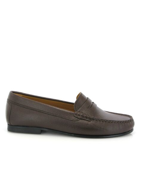 Donkerbruine Yoki loafers van generfd leer