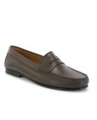 Donkerbruine Yoki loafers van generfd leer
