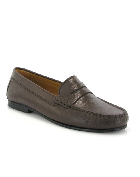 Donkerbruine Yoki loafers van generfd leer