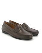 Donkerbruine Yoki loafers van generfd leer