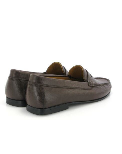 Donkerbruine Yoki loafers van generfd leer
