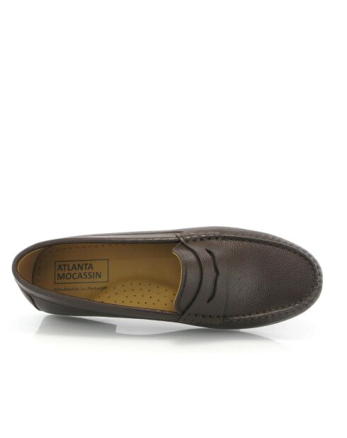 Donkerbruine Yoki loafers van generfd leer