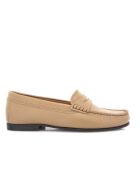 Beige Yoki instappers van generfd leer