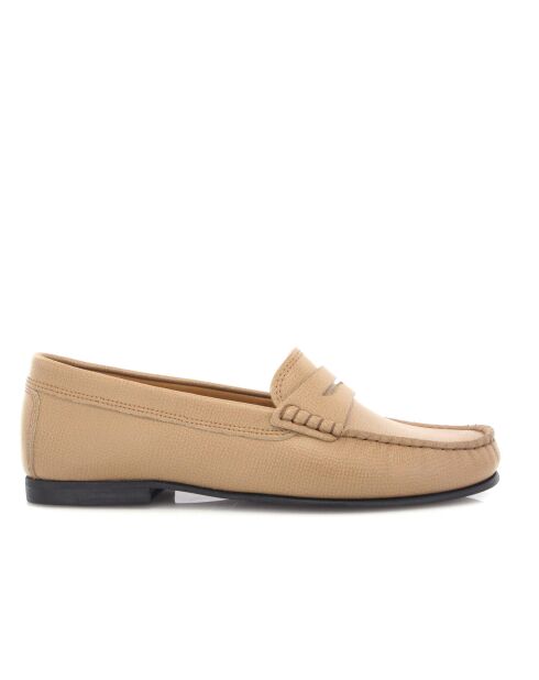 Beige Yoki instappers van generfd leer