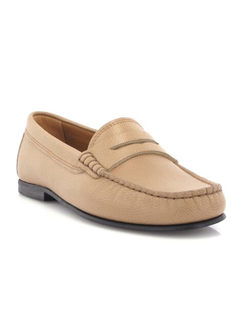Beige Yoki instappers van generfd leer