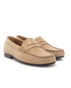 Beige Yoki instappers van generfd leer