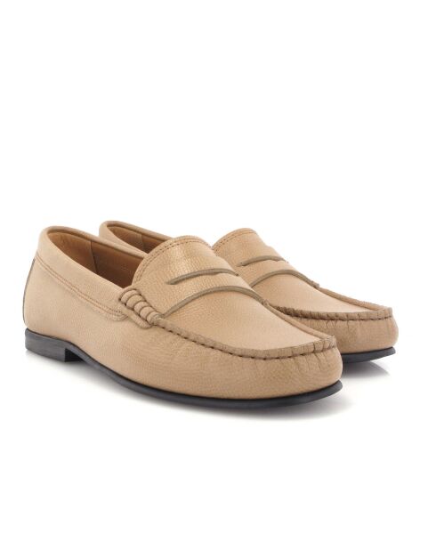 Beige Yoki instappers van generfd leer