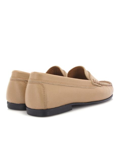 Beige Yoki instappers van generfd leer