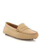 Beige loafers van generfd leer Michèle