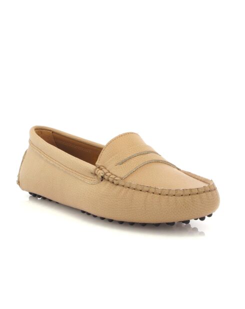 Beige loafers van generfd leer Michèle