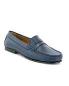 Marineblauwe loafers van generfd Yoki leer