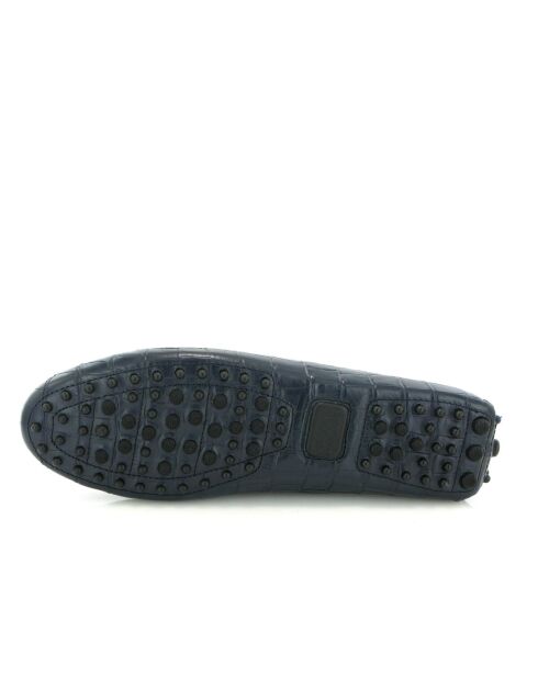 Michèle donkerblauwe leren instappers met croco-effect