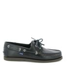 Marineblaue Bootsschuhe aus Leder mit Schnürung