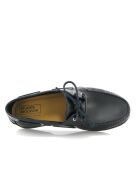 Marineblaue Bootsschuhe aus Leder mit Schnürung