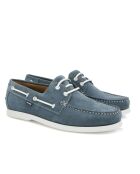 Blaue Bootsschuhe aus Jeanswildleder mit Schnürung