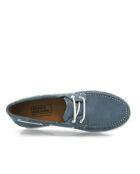 Blaue Bootsschuhe aus Jeanswildleder mit Schnürung