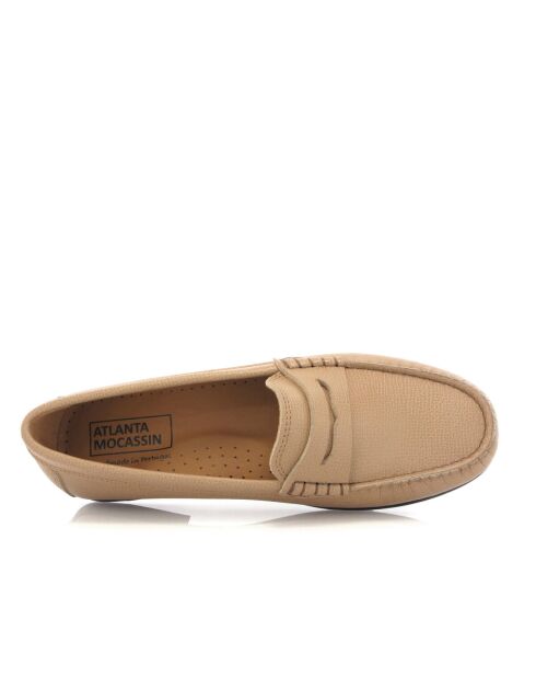 Beige Yoki instappers van generfd leer