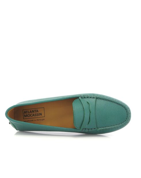 Mocassins en cuir grainé Michèle verts