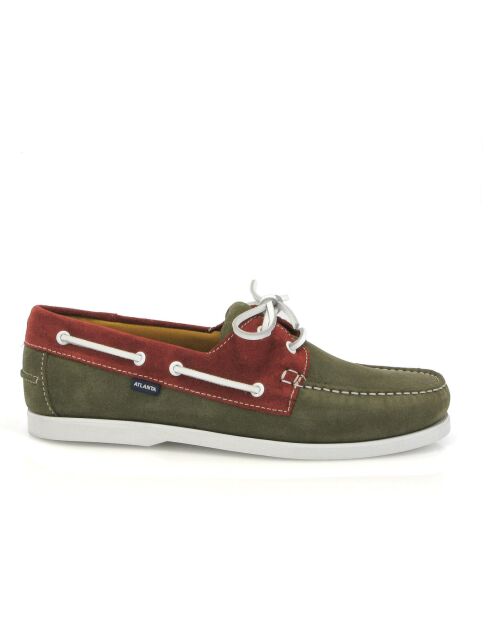 Bootsschuhe aus Veloursleder in Khaki-Brick-Optik