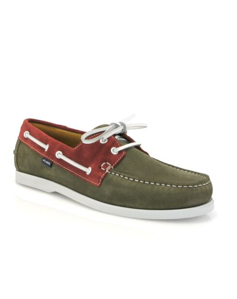 Bootsschuhe aus Veloursleder in Khaki-Brick-Optik