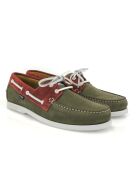 Bootsschuhe aus Veloursleder in Khaki-Brick-Optik