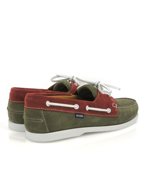 Bootsschuhe aus Veloursleder in Khaki-Brick-Optik