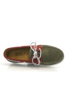 Bootsschuhe aus Veloursleder in Khaki-Brick-Optik