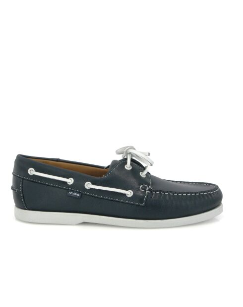 Mocassini da barca stringati in nappa blu navy