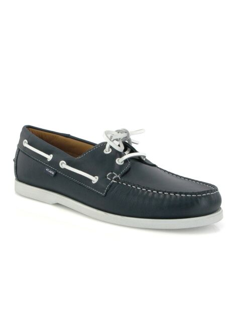 Mocassini da barca stringati in nappa blu navy