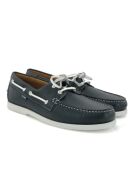 Mocassini da barca stringati in nappa blu navy