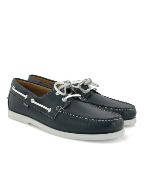 Mocassini da barca stringati in nappa blu navy