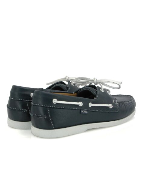 Mocassini da barca stringati in nappa blu navy