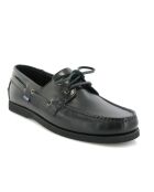 Mocassins bateau à lacets en cuir noirs