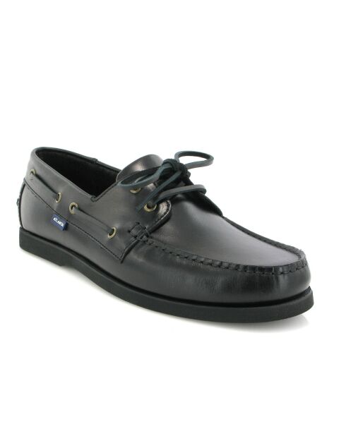 Mocassins bateau à lacets en cuir noirs