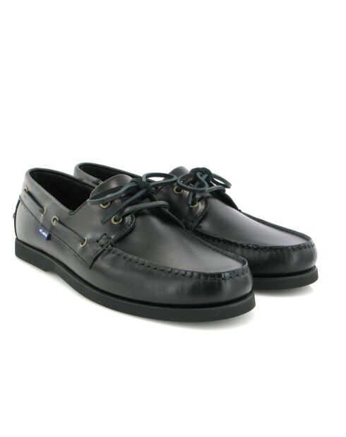 Mocassins bateau à lacets en cuir noirs