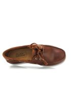 Mocassini da barca con lacci in pelle color cognac