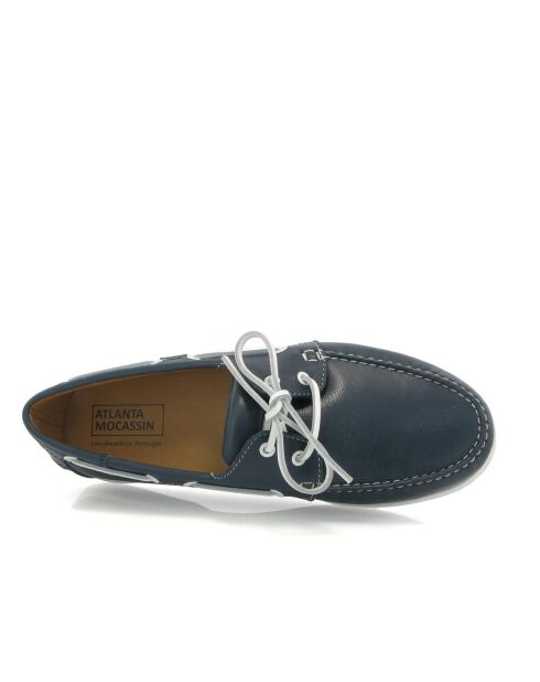 Mocassini da barca stringati in nappa blu navy