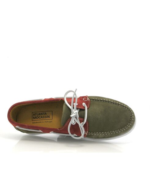 Bootsschuhe aus Veloursleder in Khaki-Brick-Optik
