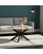 Runder Couchtisch mit Akazienmotiv, 90 x 90 x 45 cm, mehrfarbig