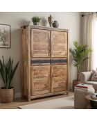 Hohes Sideboard mit 4 Türen und 2 Schubladen, Tattoo, natur/mehrfarbig, 117 x 45 x 174 cm