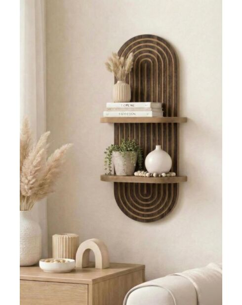 Étagère murale Artmtkwll2D wengé - 26x13x35 cm