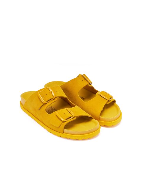 Mules Alberto de piel de terciopelo turquesa